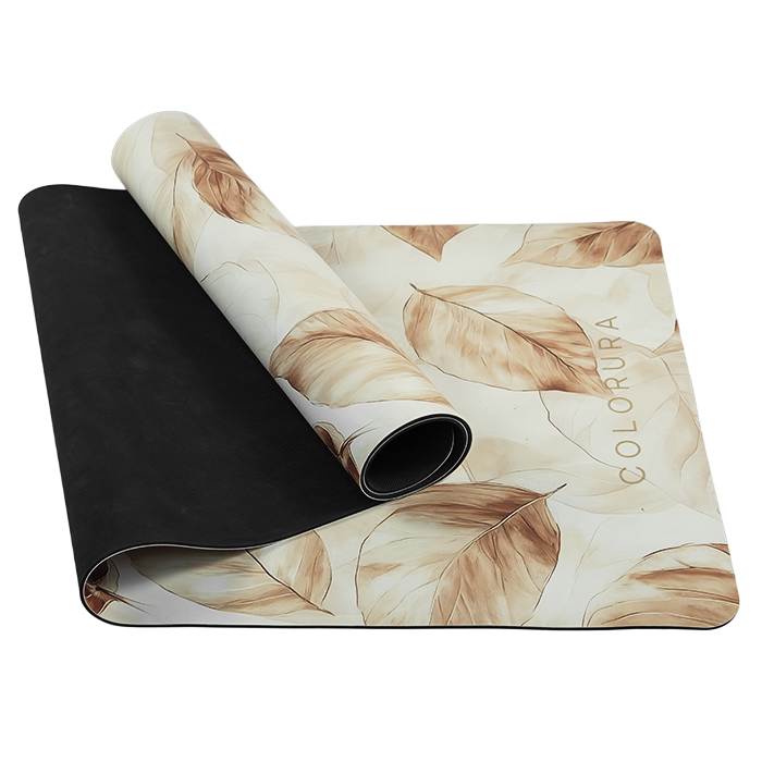 COLORURA Autumn Leaf Yoga Mat 1.5mm Thin Travel PU Natural Rubber Non Slip Sweat Absorbent Durable
